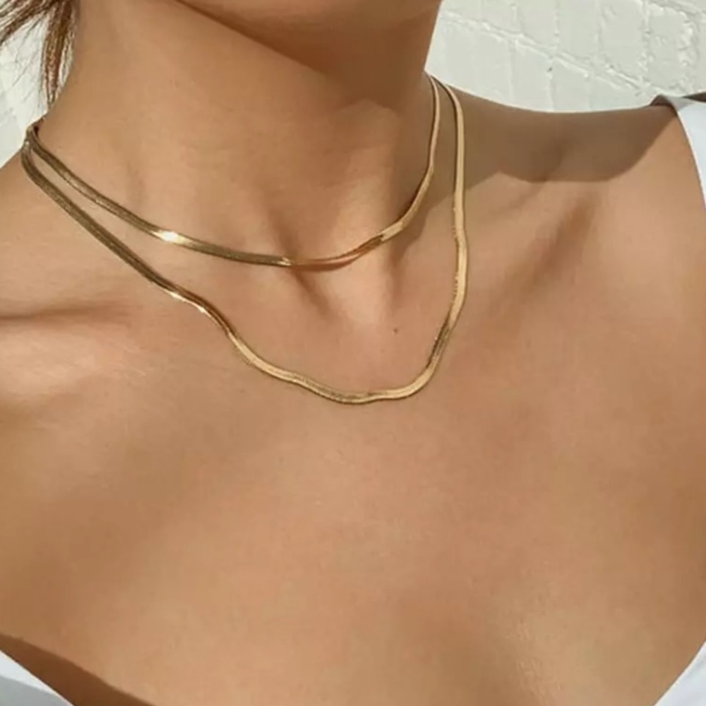 NEW 18k Gold Plated Double-Layered Snake Necklace - Picture 1 of 6